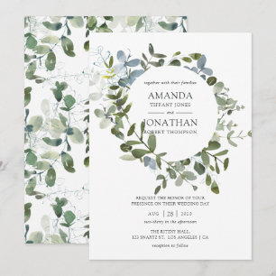 Invitation Mariage à la verdure d'eucalyptus à l'aquarelle