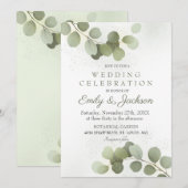 Invitation Mariage à la verdure Eucalyptus (Devant / Derrière)