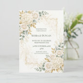 Invitation Mariage à la verdure florale ivoire (Debout devant)