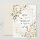 Invitation Mariage à la verdure florale ivoire (Devant / Derrière)