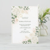 Invitation Mariage à la verdure florale ivoire (Debout devant)
