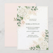Invitation Mariage à la verdure florale ivoire (Devant / Derrière)