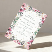 Invitation Mariage à la verdure florale rose