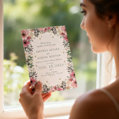 Invitation Mariage à la verdure florale rose
