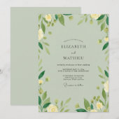 Invitation Mariage à la verdure ivoire céladon (Devant / Derrière)