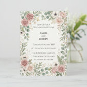 Invitation Mariage à la verdure rose (Debout devant)