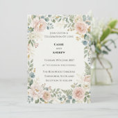 Invitation Mariage à la verdure rose (Debout devant)