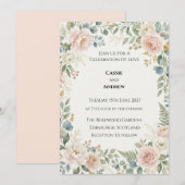Invitation Mariage à la verdure rose (Devant / Derrière)