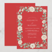 Invitation Mariage à la Vigne à Feuilles Écarlates (Devant / Derrière)