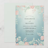 Invitation Mariage à la Vigne Aqua Corail (Devant / Derrière)