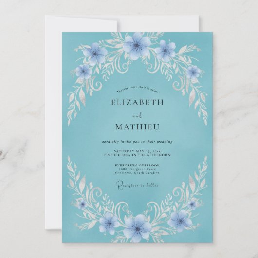 Invitation Mariage à la Vigne Aqua Pervenche (Devant)