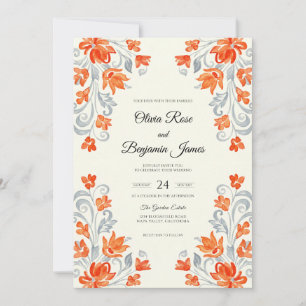 Invitation Mariage à la Vigne Corail Azur