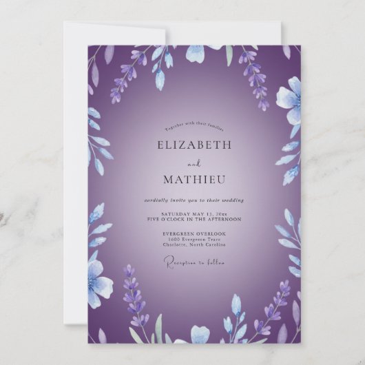 Invitation Mariage à la Vigne de Fleur de Violette (Devant)