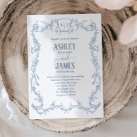 Mariage à la vigne de rose décousue bleu monogramm