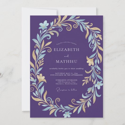 Invitation Mariage à la Vigne Dorée de Prune (Devant)