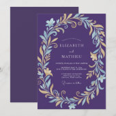 Invitation Mariage à la Vigne Dorée de Prune (Devant / Derrière)