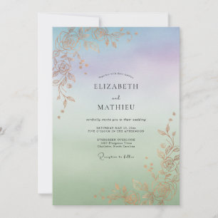 Invitation Mariage à la Vigne Dorée Iridescente