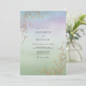 Invitation Mariage à la Vigne Dorée Iridescente (Debout devant)