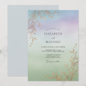 Invitation Mariage à la Vigne Dorée Iridescente (Devant / Derrière)