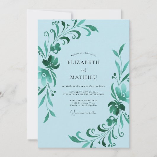 Invitation Mariage à la Vigne Émeraude Céleste (Devant)