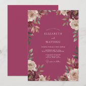 Invitation Mariage à la vigne feuillue de baies (Devant / Derrière)