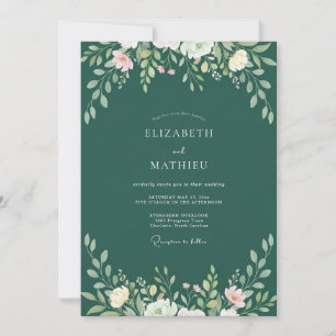 Invitation Mariage à la vigne feuillue émeraude