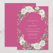 Invitation Mariage à la Vigne Fuchsia (Devant / Derrière)