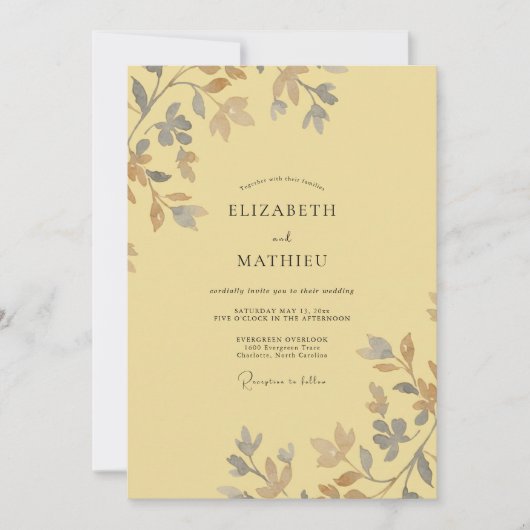 Invitation Mariage à la Vigne Gris Beurre (Devant)