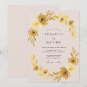 Invitation Mariage à la Vigne Ocre Doré (Devant / Derrière)
