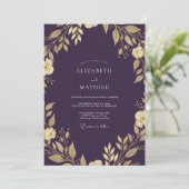 Invitation Mariage à la Vigne Or Prune (Debout devant)
