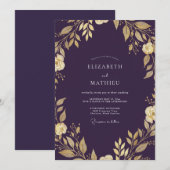 Invitation Mariage à la Vigne Or Prune (Devant / Derrière)