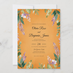 Invitation Mariage à la vigne orange et violet