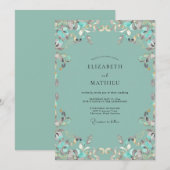 Invitation Mariage à la Vigne Ornée de Mousse de Mer (Devant / Derrière)