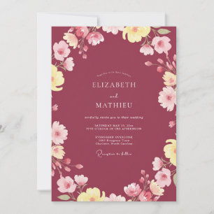 Invitation Mariage à la vigne peinte aux fruits rouges