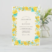 Invitation Mariage à la Vigne Turquoise Jaune (Debout devant)