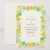 Invitation Mariage à la Vigne Turquoise Jaune (Devant / Derrière)