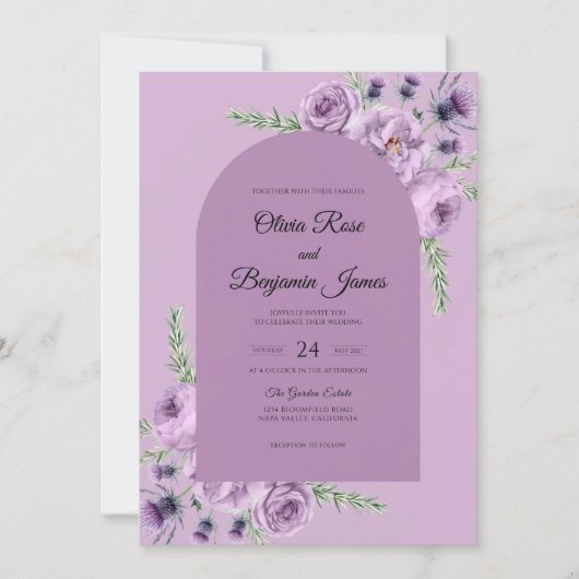 Invitation Mariage à la Vigne Violette (Devant)