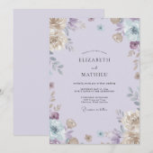 Invitation Mariage à la Vigne Violette Atténuée (Devant / Derrière)