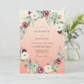 Invitation Mariage à l'Abricot Prune Paeonia (Debout devant)
