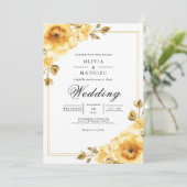 Invitation Mariage à l'Accent Floral Doré (Debout devant)
