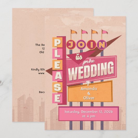 Invitation Mariage à l'affiche vintage (Devant / Derrière)