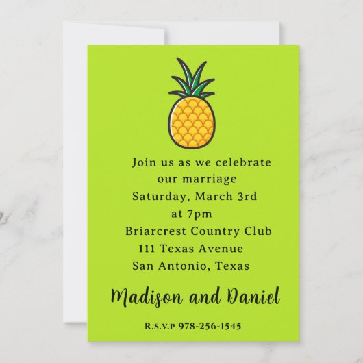 Invitation Mariage à l'ananas Tropical (Devant)
