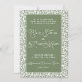 Invitation Mariage à l'ancienne avec dentelle olive (Devant)