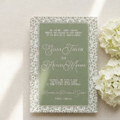 Invitation Mariage à l'ancienne avec dentelle olive