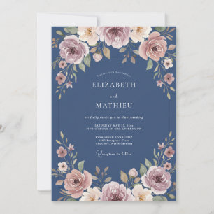 Invitation Mariage à l'ancienne en acier Mauve Petal