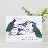 Invitation Mariage à l'ancienne pour les Peacocks bleus de la (Debout devant)