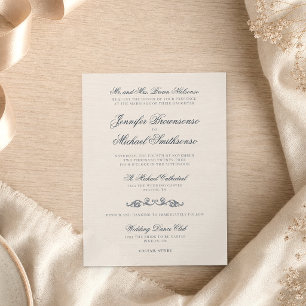 Invitation Mariage à l'ancienne style Navy Ivoire