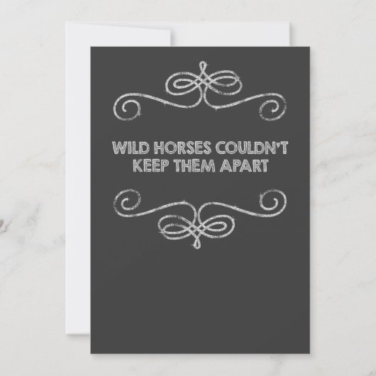 Invitation Mariage à l'ancienne sur tableau noir avec Chevaux (Devant)