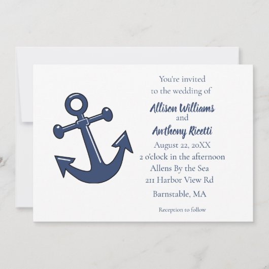 Invitation Mariage à l'ancre nautique  (Devant)