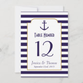 Invitation Mariage à l'ancre rayée marine et blanc (Devant)